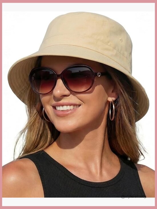 100% Cotton Bucket Hat Adjustable Drawstring Packable Sun Hat Unisex